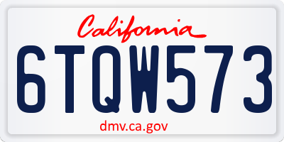CA license plate 6TQW573