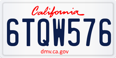 CA license plate 6TQW576