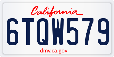 CA license plate 6TQW579