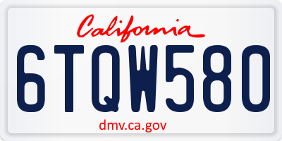 CA license plate 6TQW580
