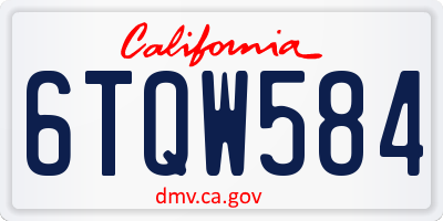 CA license plate 6TQW584