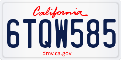 CA license plate 6TQW585