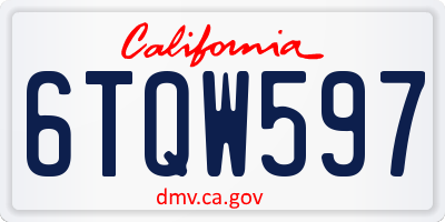 CA license plate 6TQW597