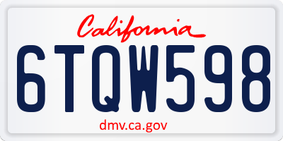 CA license plate 6TQW598