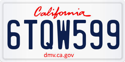 CA license plate 6TQW599