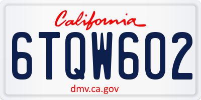 CA license plate 6TQW602