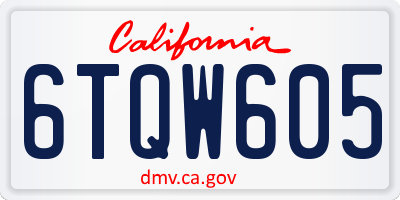 CA license plate 6TQW605