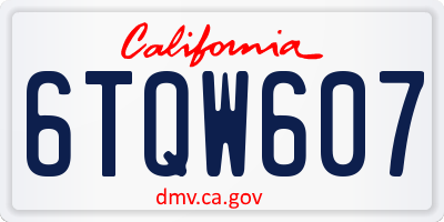 CA license plate 6TQW607