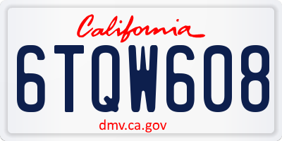 CA license plate 6TQW608