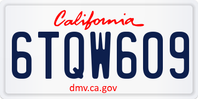 CA license plate 6TQW609