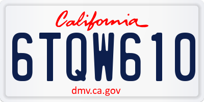 CA license plate 6TQW610