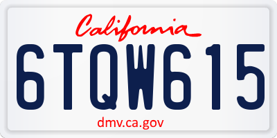 CA license plate 6TQW615