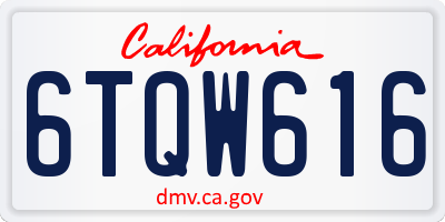 CA license plate 6TQW616