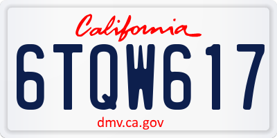 CA license plate 6TQW617