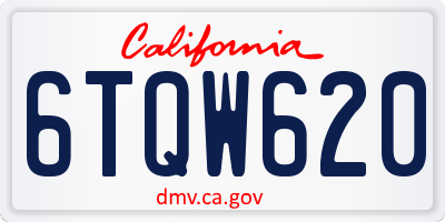 CA license plate 6TQW620