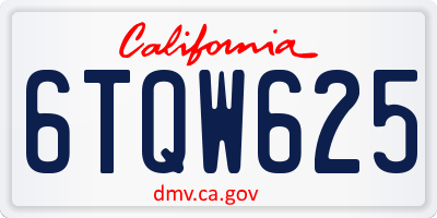 CA license plate 6TQW625