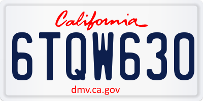 CA license plate 6TQW630