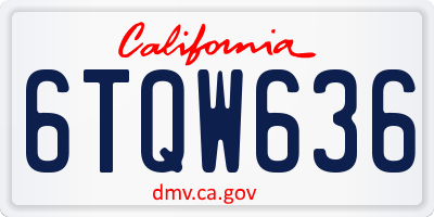 CA license plate 6TQW636