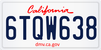 CA license plate 6TQW638