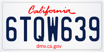 CA license plate 6TQW639