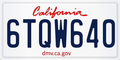 CA license plate 6TQW640