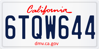 CA license plate 6TQW644