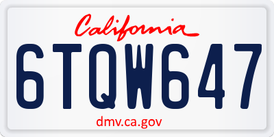 CA license plate 6TQW647