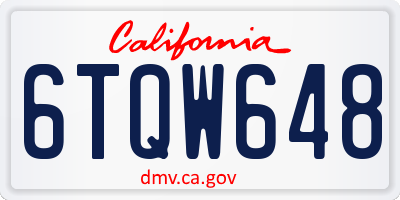 CA license plate 6TQW648