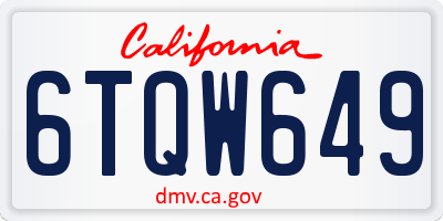 CA license plate 6TQW649