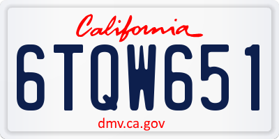 CA license plate 6TQW651