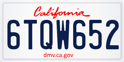 CA license plate 6TQW652