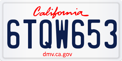 CA license plate 6TQW653
