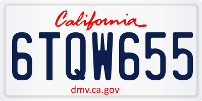 CA license plate 6TQW655