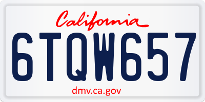 CA license plate 6TQW657