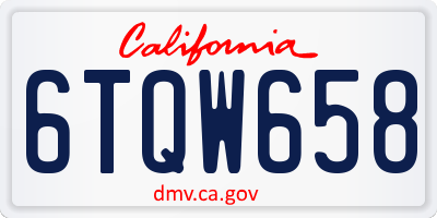 CA license plate 6TQW658