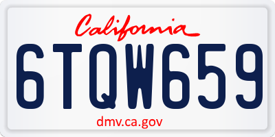 CA license plate 6TQW659