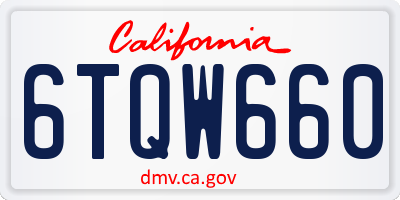 CA license plate 6TQW660