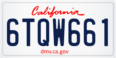 CA license plate 6TQW661