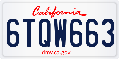 CA license plate 6TQW663