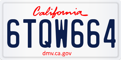 CA license plate 6TQW664