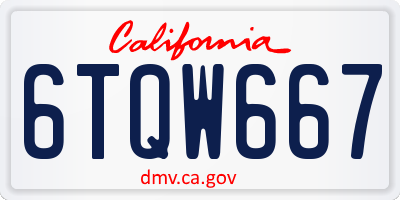 CA license plate 6TQW667