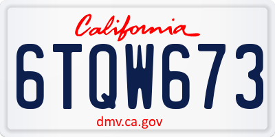 CA license plate 6TQW673