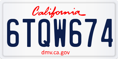CA license plate 6TQW674