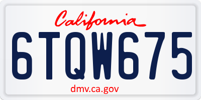 CA license plate 6TQW675