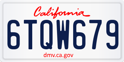 CA license plate 6TQW679