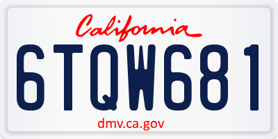 CA license plate 6TQW681