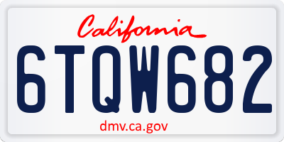 CA license plate 6TQW682