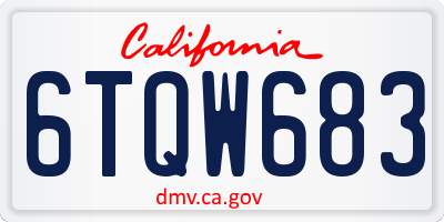 CA license plate 6TQW683