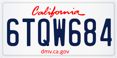 CA license plate 6TQW684