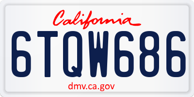 CA license plate 6TQW686